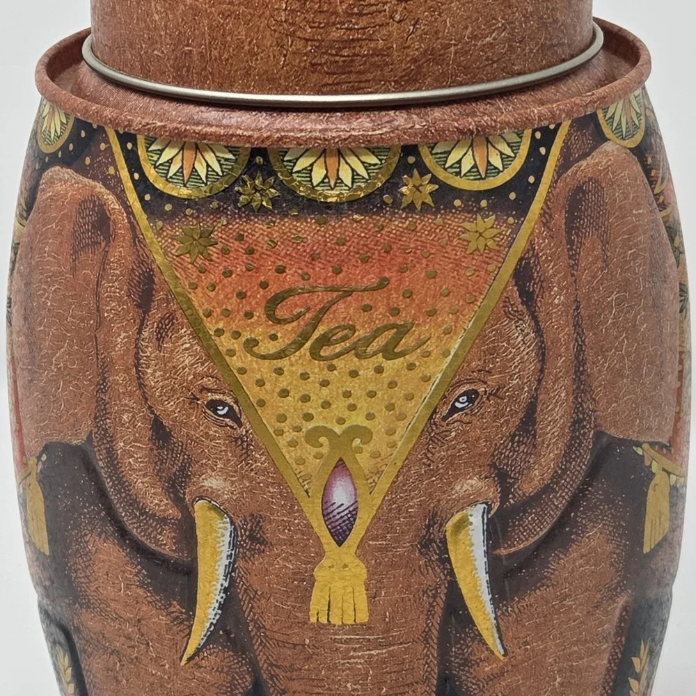 Williamson & Magor Embossed‎ Pink Elephant Metal Darjeeling Tea Tin Caddy